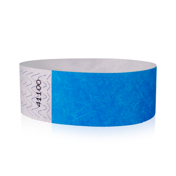 Wide Solid Color Tyvek® Wristbands - Neon Blue