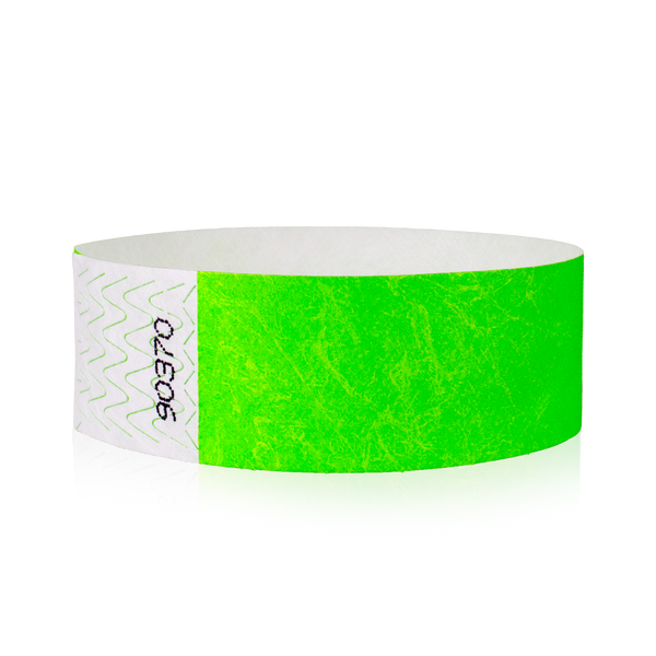 Wide Solid Color Tyvek® Wristbands - Neon Green