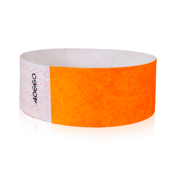 Wide Solid Color Tyvek® Wristbands - Neon Orange