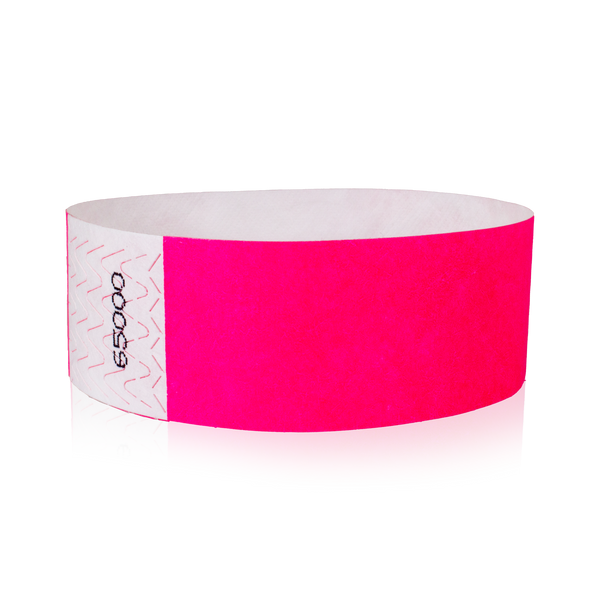 Wide Solid Color Tyvek® Wristbands - Neon Pink