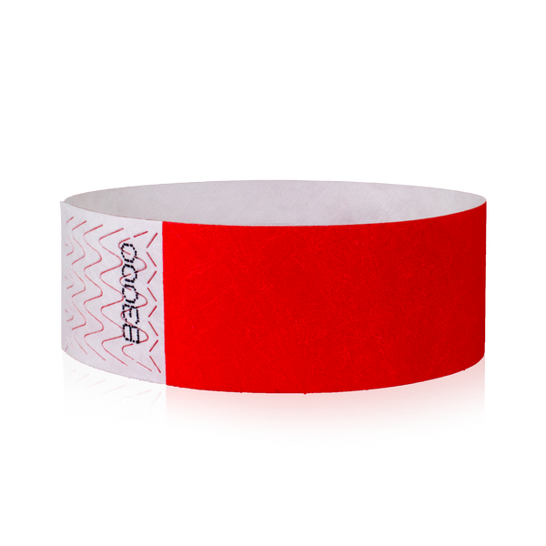 Wide Solid Color Tyvek® Wristbands - Neon Red