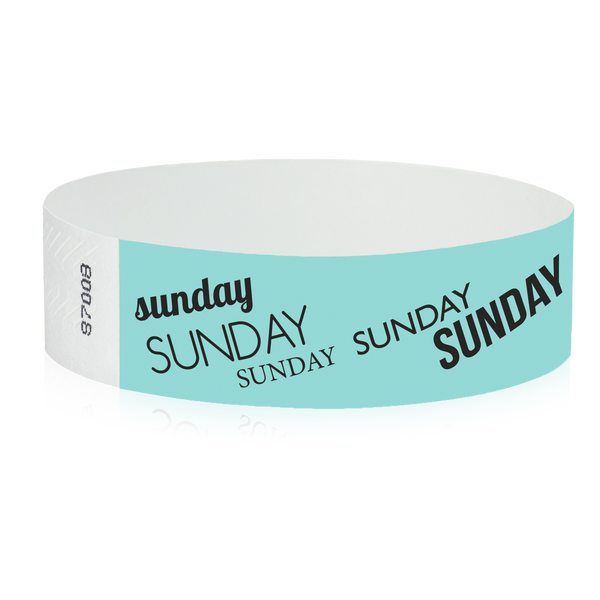 3/4” Pre-Printed Tyvek® Event Wristbands - Sunday