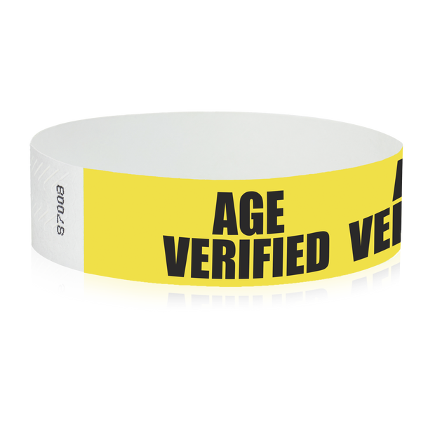 3/4” Pre-Printed Tyvek® Event Wristbands - Age Verified
