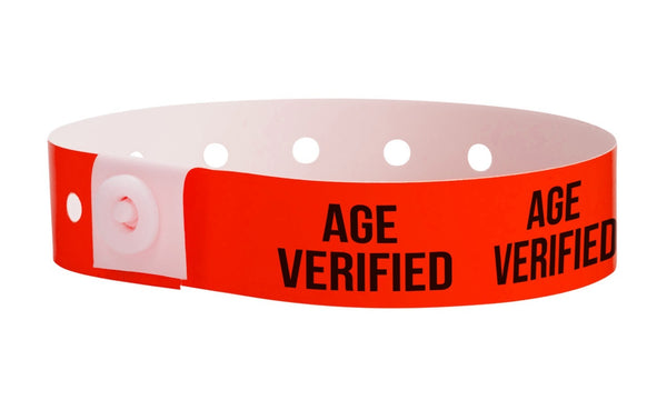Plastic Design Wristbands - Red Age Verified