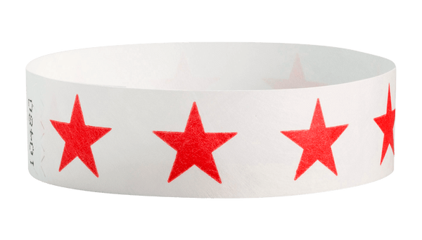 Clearance Tyvek® Wristbands - Red Stars
