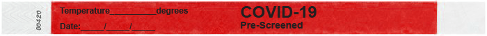 Flattened view of COVID-19 Screening Wristbands