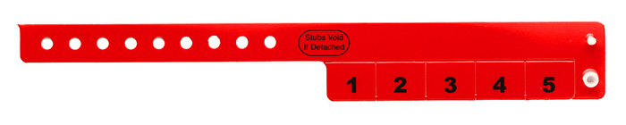Flattened view of Vinyl Cash Tag 5 Tab Wristbands