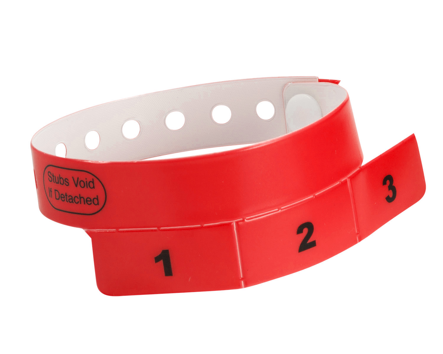 Neon Red Vinyl 3-Tab Wristbands