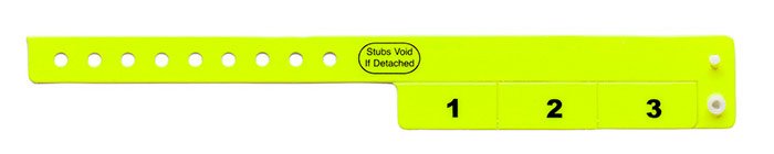 Flattened view of Vinyl Cash Tag 3 Tab Wristbands